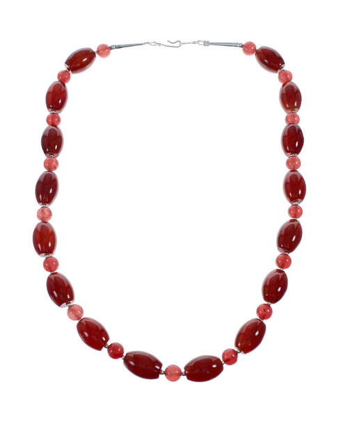 Carnelian Genuine Sterling Silver Navajo Bead Necklace NX11647